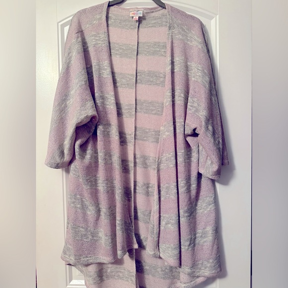LuLaRoe Sweaters - LuLaRoe S Metallic Silver and Pink Kimono/Cardigan